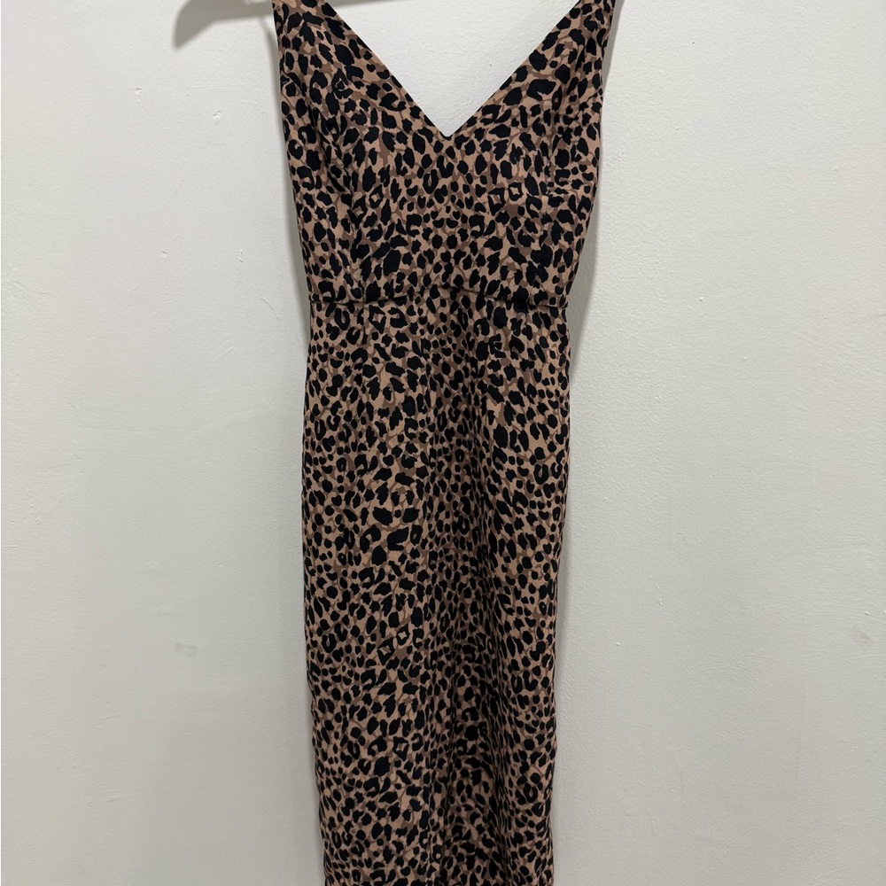 Topshop Spaghetti Straps Leopard Print Dress